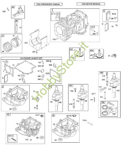 F - Coppa/coperchio carter motore, albero motore, cilindro, pistone/anelli, biella B&S - 28 €¦ 28N707-1139-E1 brand Stihl